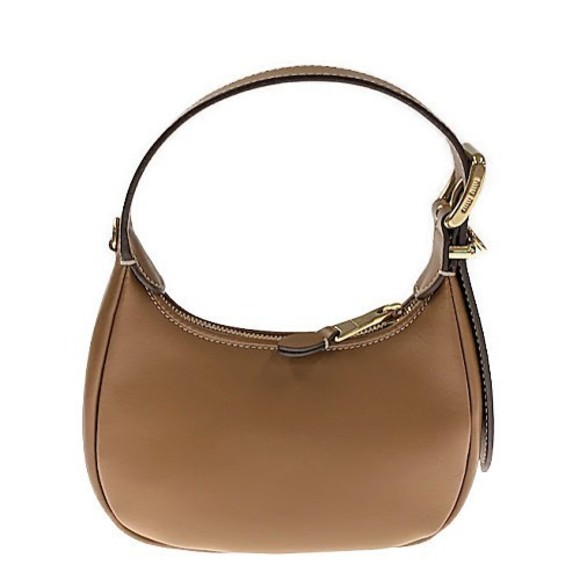 Miu Miu Leather Hobo Bag Brown Shoulder Bag 2WAY - Picture 2 of 13